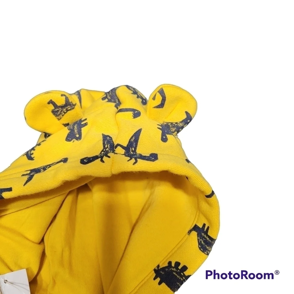 Gap Yellow Full Zip Dinosaur Graphic Hooded One Piece Jumpsuit 18-24 Months